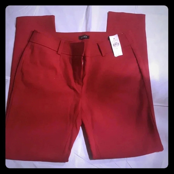 NWT Ann Taylor LOFT Marisa Skinny Red Pants Size 0